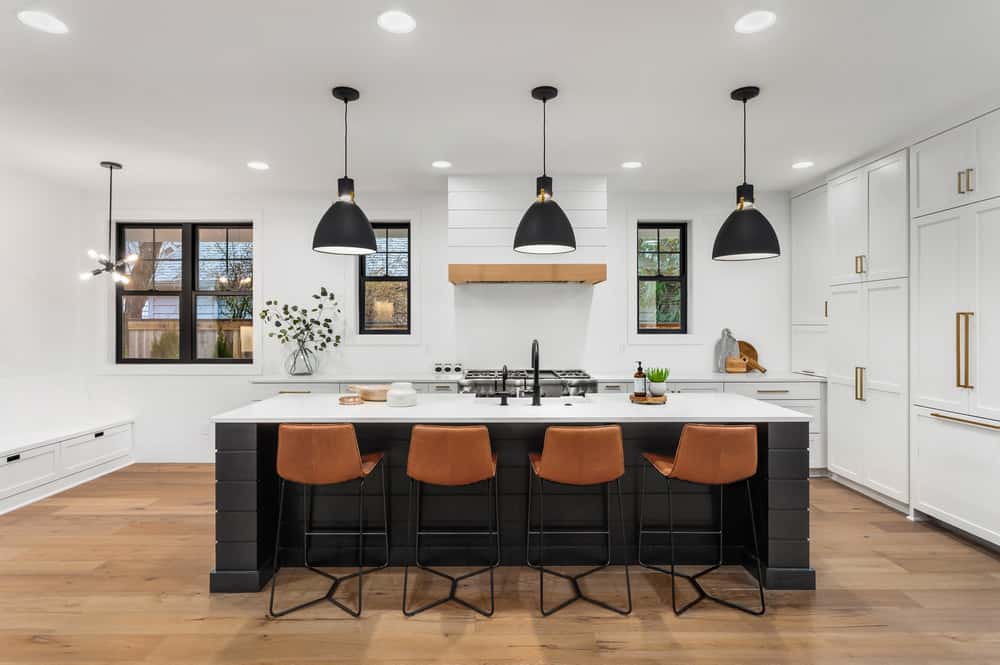 recessed can light over a kitchen island