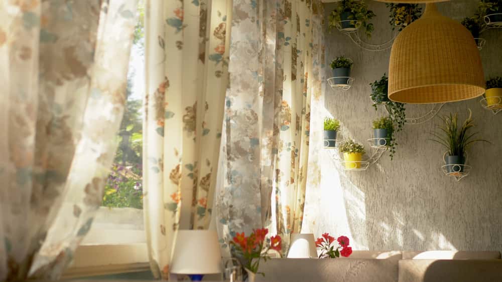 printed curtains living room