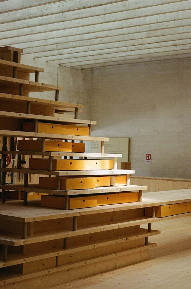 staircase with storage