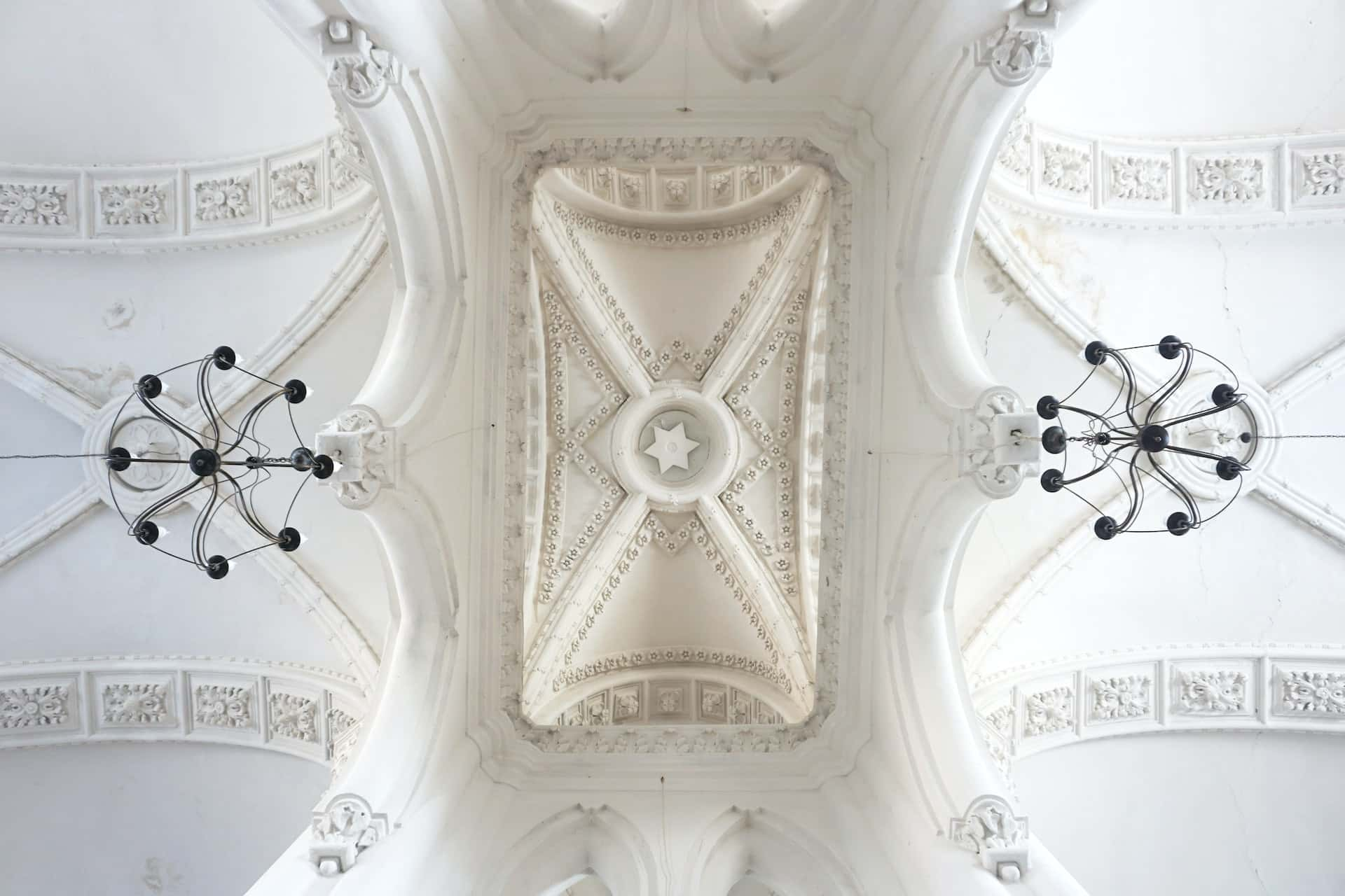 ceiling embossed with an antique floral design