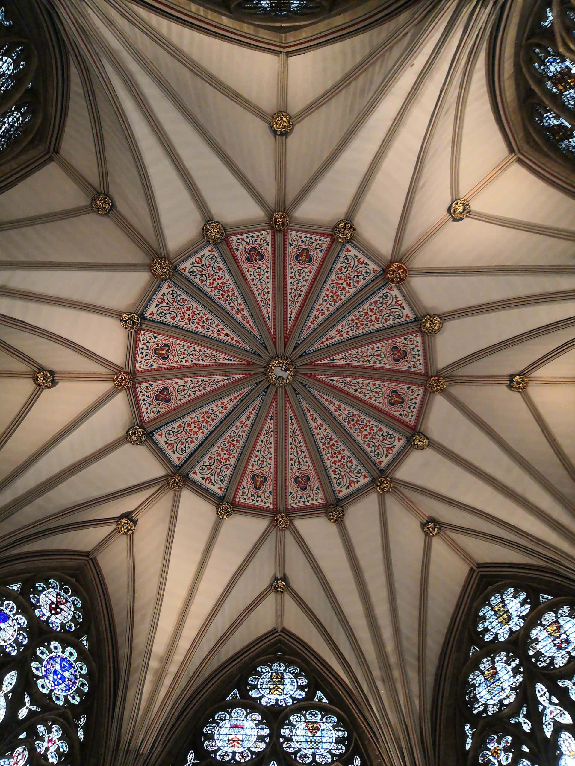 ceiling with a detailed floral pattern